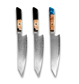 Chef's Knife For Japanese Cuisine In Damascus (Option: Blue Black Black-34.7cm)