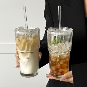 Glass Cup With Straw (Option: 2Pcs)
