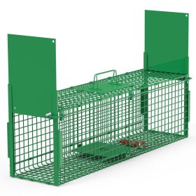38in 2 Door Live Animal Cage Trap For Animals Under 18LBS Easy To Setup Humane Galvanized Iron Trap Cage For Raccoons Armadillos Groundhogs Muskr (Option: 100x30x28CM)